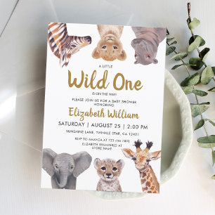 Een beetje wild safarikindje baby dieren baby show kaart