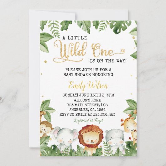 Een beetje wilde beesten Baby shower uitnodiging (Voorkant)