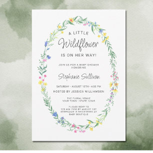 Een beetje wilde bloem is op weg naar Baby shower Kaart