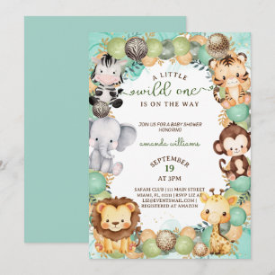 Een beetje wilde safari dier baby shower kaart