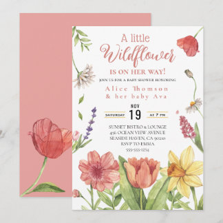 Een beetje wildflower baby meisje douche uitnodigi kaart
