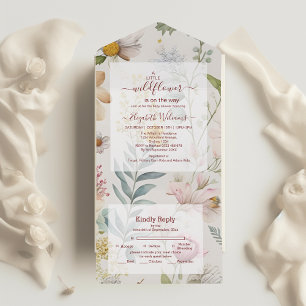 Een beetje Wildflower Baby shower All In One Uitnodiging