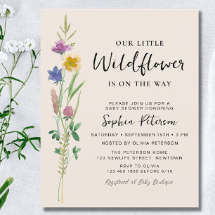 Een beetje Wildflower Baby shower Budget Invitatio