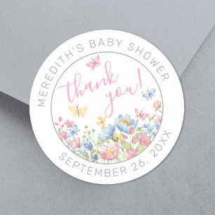 Een beetje Wildflower Baby shower dank je Ronde Sticker
