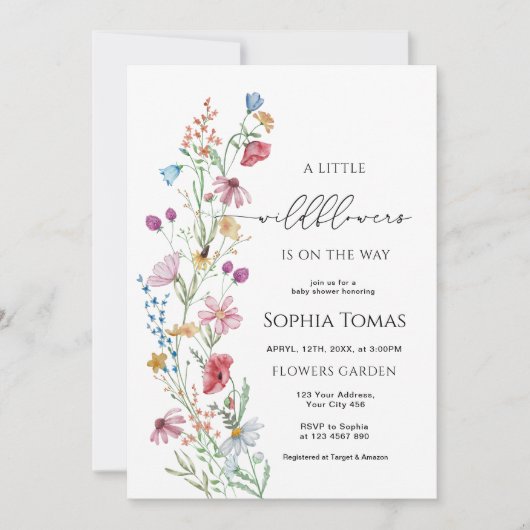 Een beetje Wildflower Baby shower Kaart (Voorkant)