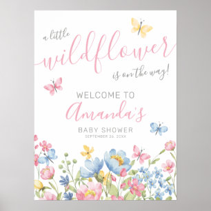 Een beetje Wildflower Baby shower welkom Poster