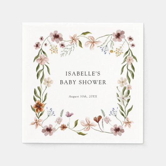 Een beetje Wildflower Bloemen Meisje Baby shower Servet (Voorkant)