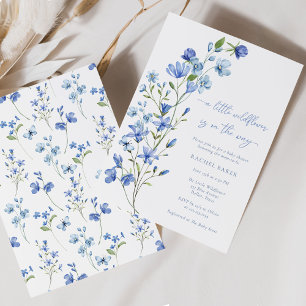 Een beetje Wildflower Boho Dusty Blue Baby shower Kaart