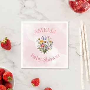 Een beetje Wildflower Boho Natuur Meisje Baby show Servet