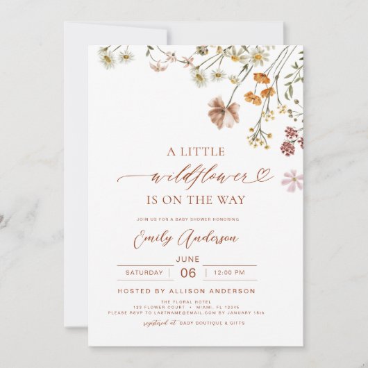 Een beetje Wildflower Boho Terracotta Baby shower Kaart (Voorkant)