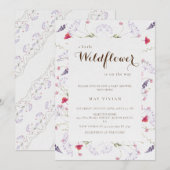 Een beetje Wildflower kalligrafie Baby shower Kaart (Voorkant / Achterkant)