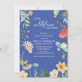 Een beetje Wildflower meisje Baby shower blauw Kaart (Voorkant)