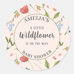 Een beetje Wildflower meisje Baby shower blauw Ronde Sticker