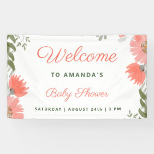 Een beetje Wildflower Meisje Perzik Baby shower Spandoek