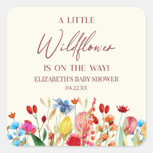 Een beetje Wildflower Wilde Bloem Bloemen Baby sho Vierkante Sticker