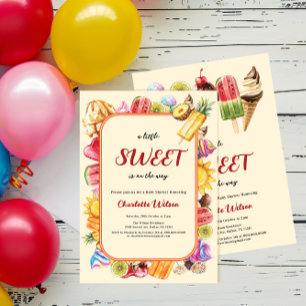 Een beetje zoet is op komst Ijs Baby Shower Kaart