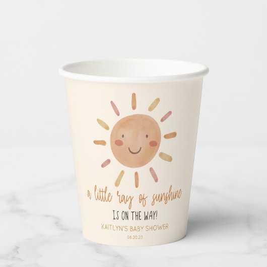 Een beetje zonnegeel Baby shower Papieren Bekers (Achterkant)