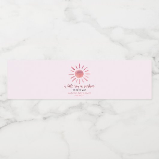 Een beetje zonneroze zonneroze Baby shower Waterfles Etiket (Enkel label)