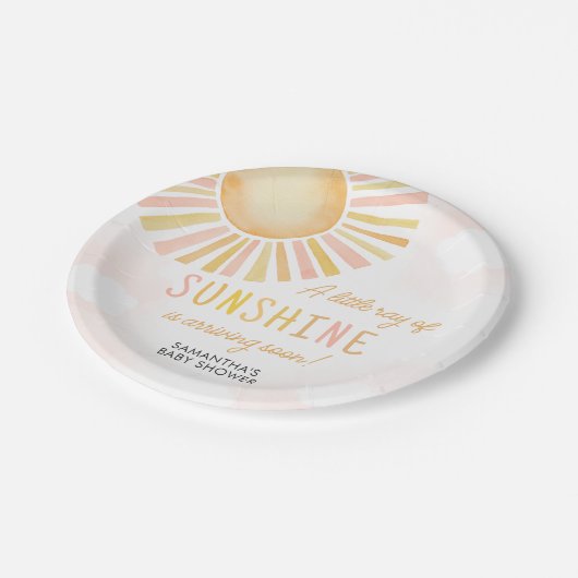 Een beetje zonnestraal Baby shower Papieren Bordje (Gekanteld)