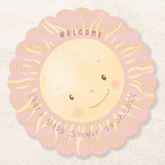 Een beetje zonnig gepersonaliseerd Baby shower Kartonnen Onderzetters