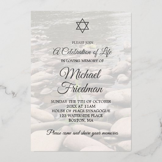 Een begrafenismonument 'Viering van het leven' Joo Folie Uitnodiging (Achterkant)