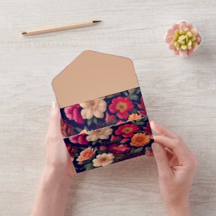 Een behang met een bloemmotief all in one uitnodiging