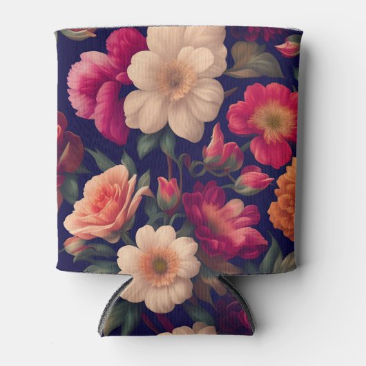 Een behang met een bloemmotief blikjeskoeler (Voorkant)