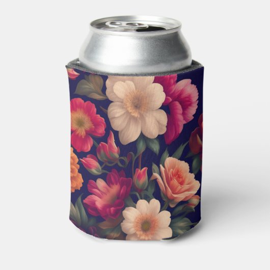 Een behang met een bloemmotief blikjeskoeler (Blikje Achterkant)