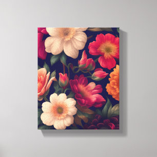 Een behang met een bloemmotief canvas afdruk