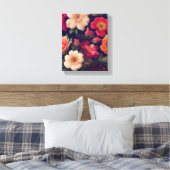 Een behang met een bloemmotief canvas afdruk (Insitu (Slaapkamer))