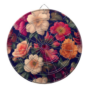 Een behang met een bloemmotief dartbord