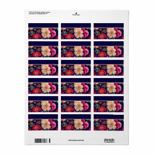 Een behang met een bloemmotief etiket