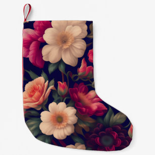 Een behang met een bloempatroon kleine kerstsok