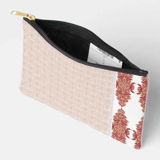 Een beige en wit geruit patroon op een witte achte etui (Open)