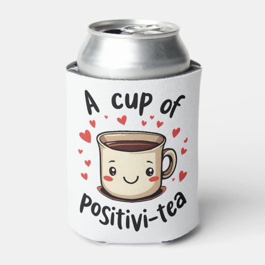 Een Beker Positivi-Thee Grappige Lieve Thee Liefhe Blikjeskoeler (Blikje Voorkant)