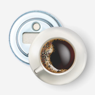 Een Beker van Zwarte Koffie Button Flesopener