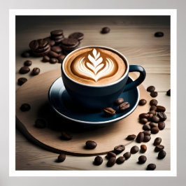 Een bekertje met cafe-latte voor koffie-Poster Poster