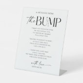 Een bericht van het Bump Baby shower Sign Reclamebord Met Voetstuk (Voorkant)