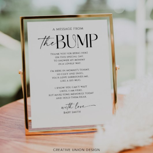 Een bericht van het Bump Baby shower teken