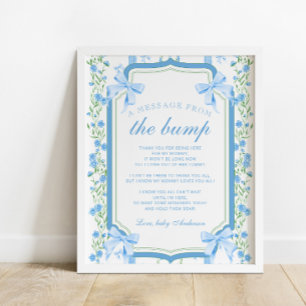 Een bericht van het Bump Blue Floral Baby shower Poster