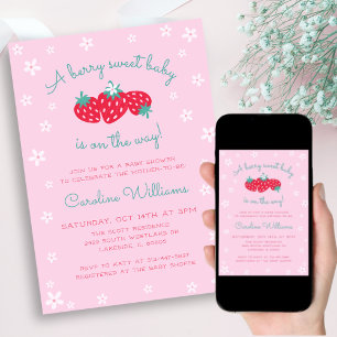 Een Berry Sweet Baby is onderweg Strawberry Pink Kaart