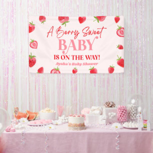 Een Bes Zacht Baby Aardbei Baby Shower Spandoek