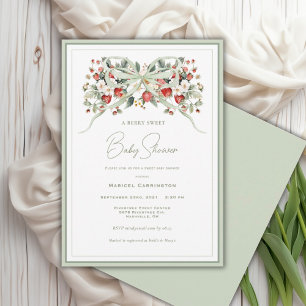 Een Bes Zacht Bloemig Aardbeien Baby Shower Kaart