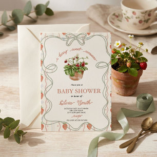 Een Bes Zoete Aardbei Baby Shower Uitnodiging