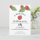een bes zoete framboos verjaardag Uitnodiging (Staand voorkant)