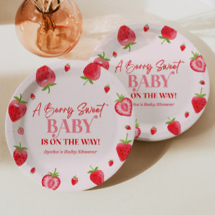 Een beszoete Baby aardbei Baby shower Papieren Bordje
