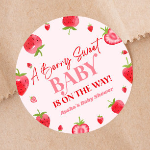 Een beszoete Baby aardbei Baby shower Ronde Sticker