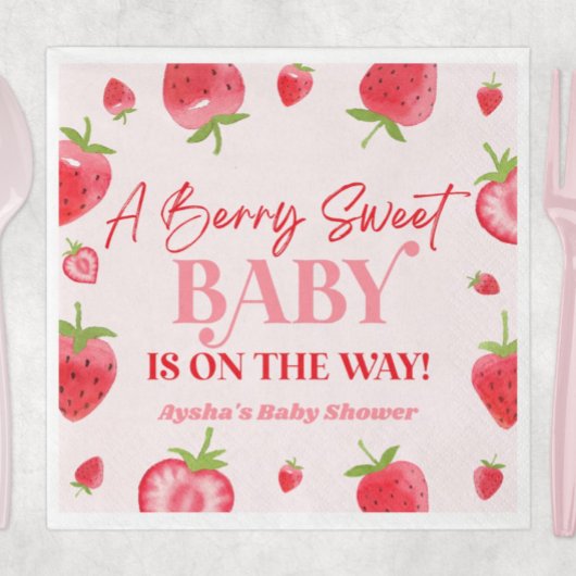 Een beszoete Baby aardbei Baby shower Servet