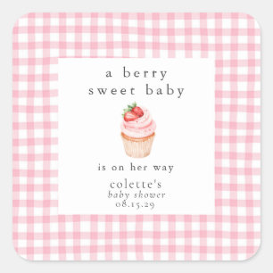 Een beszoete Baby aardbei Baby shower Vierkante Sticker