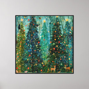 Een Betoverd Verhaalboek Kerstbos Canvas Afdruk